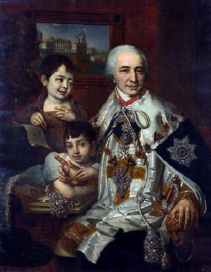 Vladimir Lukich Borovikovsky Portrait of count G.G. Kushelev with children China oil painting art